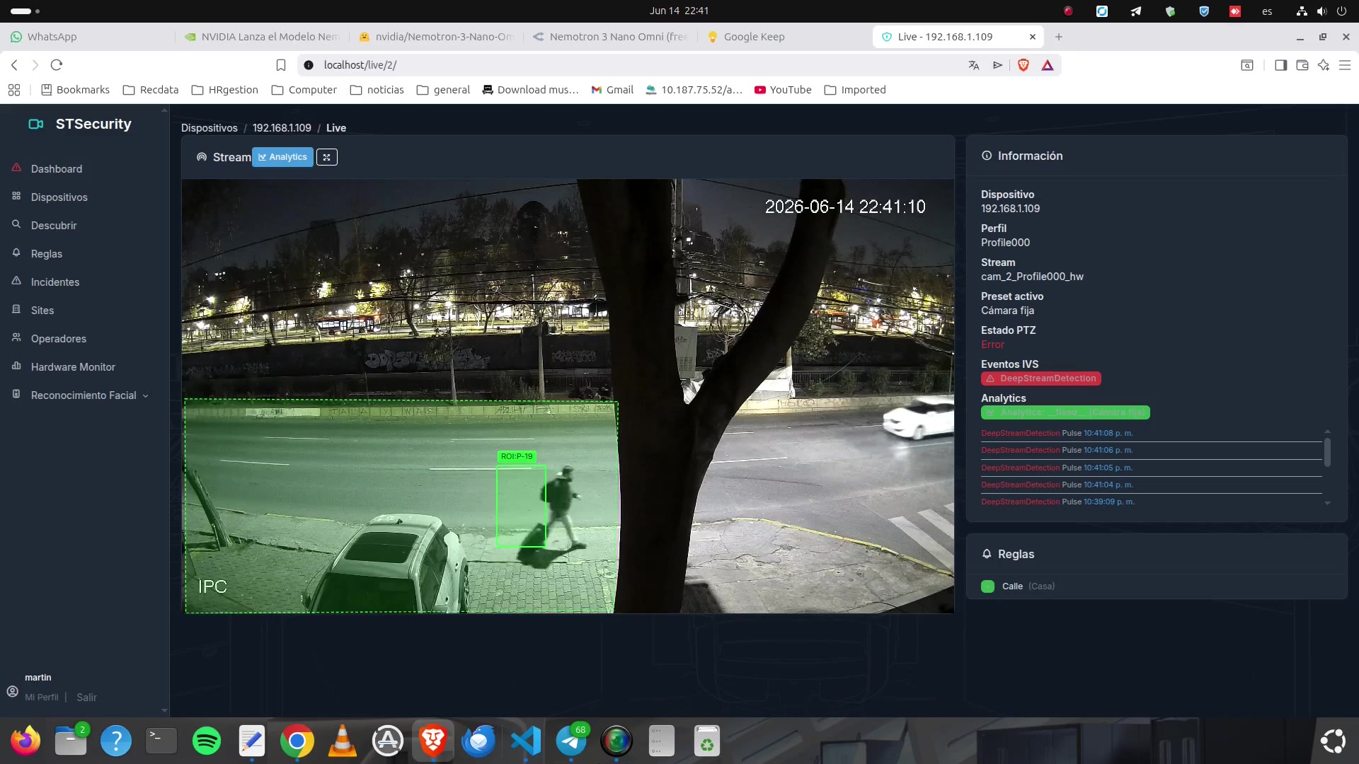 Demostración del sistema detectando